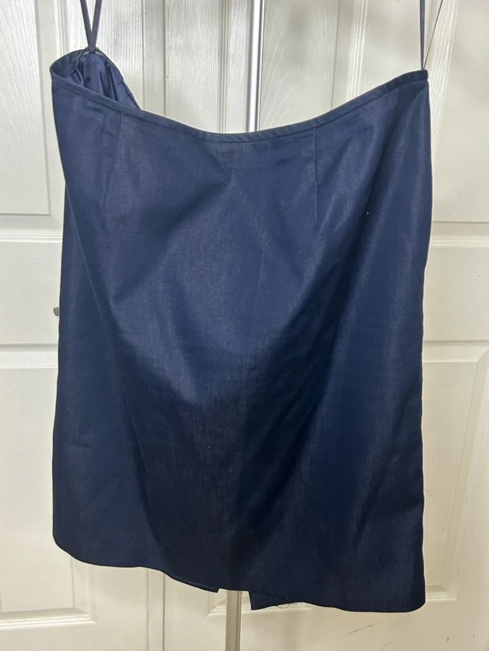 Tailored Denim Navy Women's Suit (Jacket and Skirt) with Contrast Stitching - Picture 8 of 9